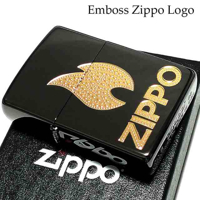 ZIPPO ライター ロゴ ジッポ ブラックニッケル エッチング彫刻 