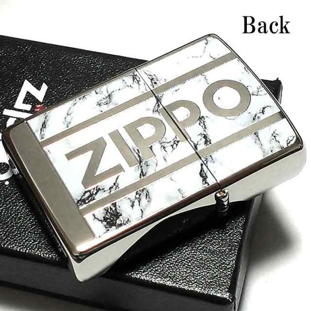 ZIPPO ライター ジッポ ロゴ 大理石 Logo Marble シルバー＆ホワイト