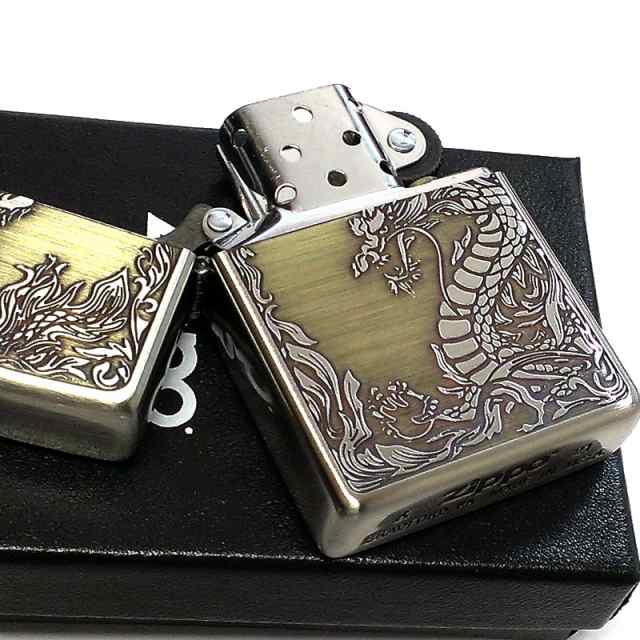 ZIPPO ライター ドラゴン 龍 ジッポ かっこいい シルバーイブシ