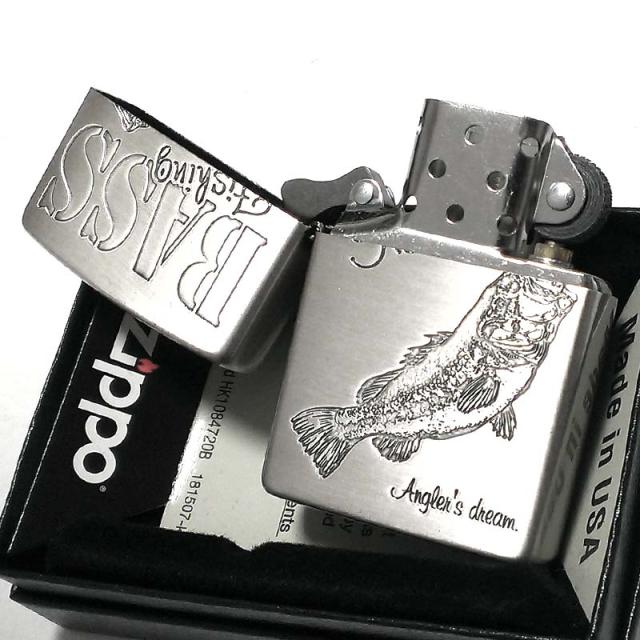 ZIPPO 釣道 ブラックバス ジッポ ライター 釣り 魚 古美加工