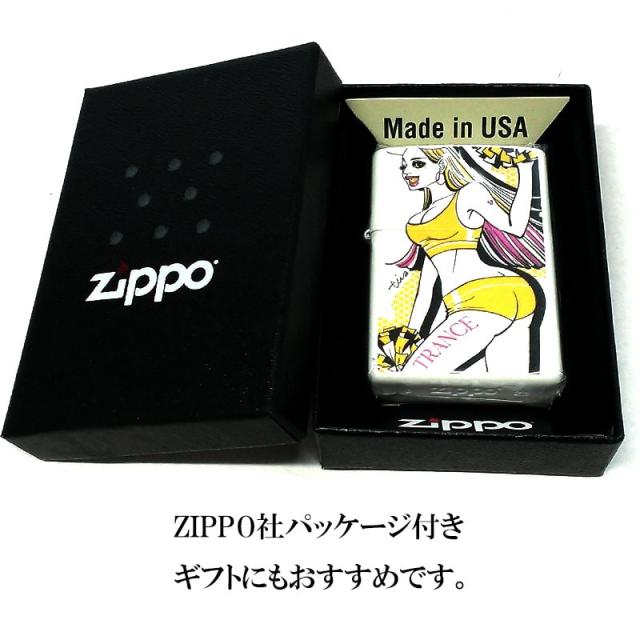 ZIPPO TRANCE LADY 可愛い チアリーダー ジッポ ライター イエロー tica ishibashiトランスレディ ホワイトパール お洒落 白_5