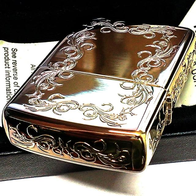 ZIPPO アーマー アラベスク 5面彫刻 ジッポ ライター ゴールド燻し 