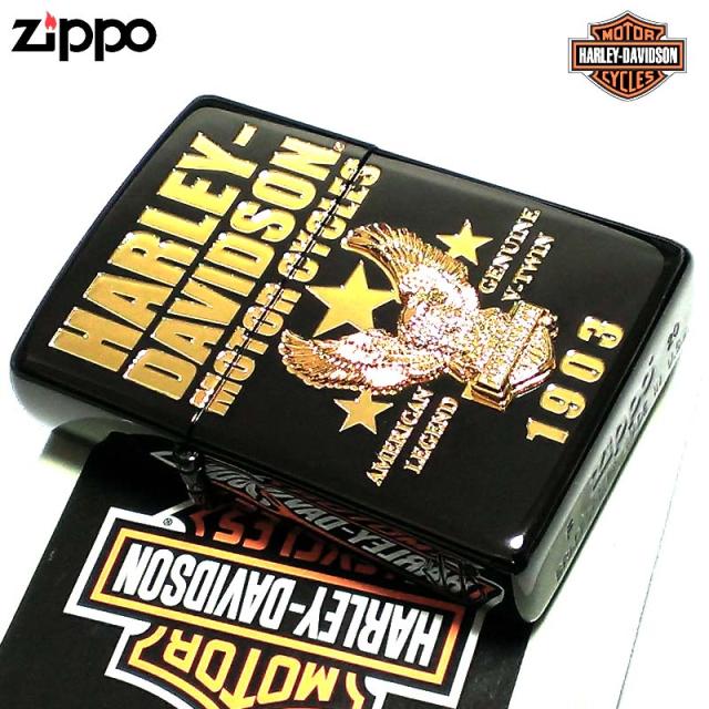 ZIPPO ライター ハーレーダビッドソン ジッポ イオンブラック＆ゴールド イーグルメタル 国内限定モデル 黒金 かっこいい 鷲 おしゃれの通販は 15,400円