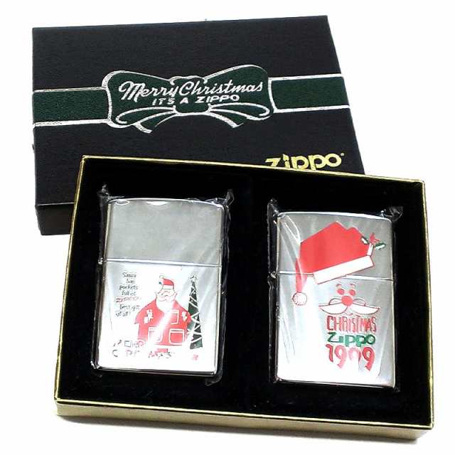 ZIPPO ライター 1点物 1999年製 クリスマス レア ジッポ 2個セット 絶版 サンタ ヴィンテージ Xmas シルバー ペア 