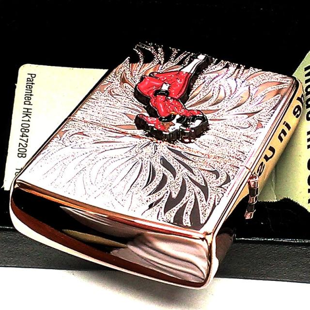 ZIPPO ライター ウィンディガール WINDY メタル ローズピンク レトロ ジッポ RosePink エッチング 赤 おしゃれ かわいい レディース_4