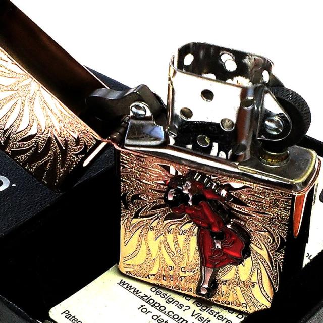 ZIPPO ライター ウィンディガール WINDY メタル ローズピンク レトロ ジッポ RosePink エッチング 赤 おしゃれ かわいい レディース_3