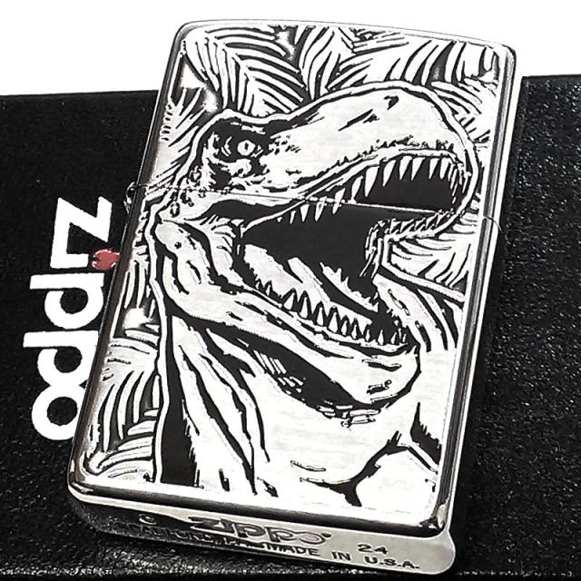 ZIPPO ライター 恐竜 かっこいい ティラノサウルス ジッポ シルバー メンズ 銀燻し 両面加工 おしゃれ 彫刻 ギフト プレゼントの通販は 8,170円