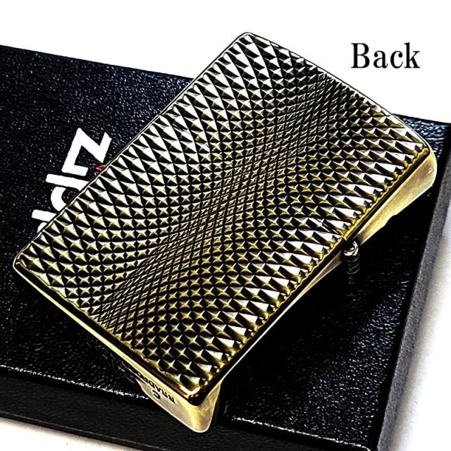 ZIPPO ライター ダイヤモンドカット おしゃれ アンティーク ジッポ 両面加工 ユーズドフィニッシュ 彫刻 ブラス ゴールド かっこいい ダイヤカット_2