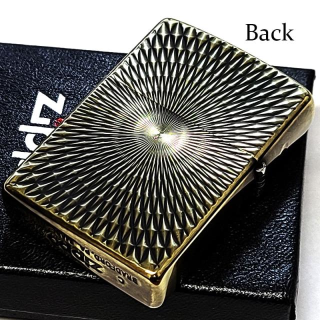 ZIPPO ダイヤモンドカット アンティーク ユーズドフィニッシュ 彫刻 おしゃれ ジッポ 両面加工 ブラス ゴールド ダイヤカット ヴィンテージ かっこいい_2