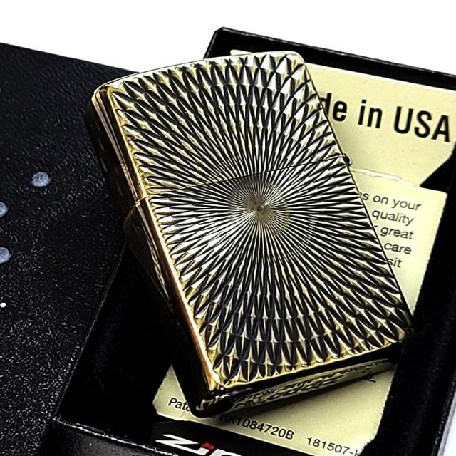 ZIPPO ダイヤモンドカット アンティーク ユーズドフィニッシュ 彫刻 おしゃれ ジッポ 両面加工 ブラス ゴールド ダイヤカット ヴィンテージ かっこいい_4