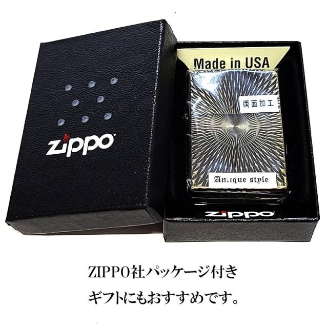 ZIPPO ダイヤモンドカット アンティーク ユーズドフィニッシュ 彫刻 おしゃれ ジッポ 両面加工 ブラス ゴールド ダイヤカット ヴィンテージ かっこいい_5