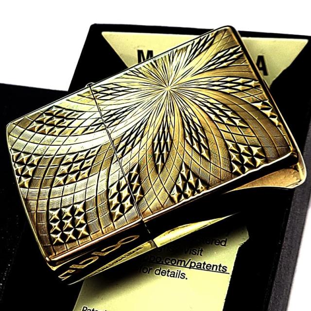 ZIPPO ライター ダイヤモンドスパイラル ジッポ 螺旋 アンティークスタイル ユーズドフィニッシュ 両面加工 ゴールド おしゃれ ブラス燻し ダイヤカット 彫刻 渋い メンズ かっこいい ギフト プレゼント_4