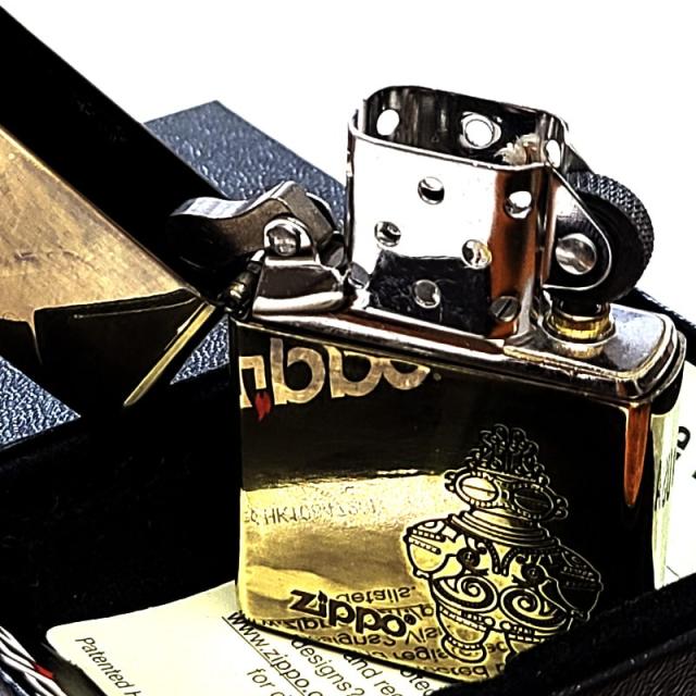 ZIPPO ライター アンティーク 土偶 ジッポ ロゴ ユーズドフィニッシュ 彫刻 ブラス ビンテージ おしゃれ 和風 かっこいい ゴールド 渋い ヴィンテージ_3