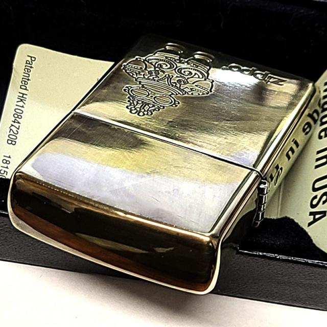 ZIPPO ライター アンティーク 土偶 ジッポ ロゴ ユーズドフィニッシュ 彫刻 ブラス ビンテージ おしゃれ 和風 かっこいい ゴールド 渋い ヴィンテージ_4