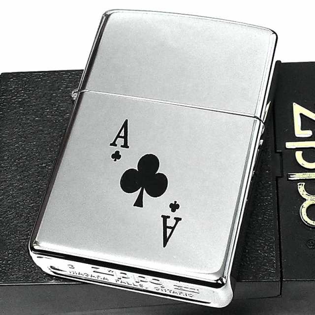 ZIPPO ライター カナダ製 1999年製 シルバー鏡面仕上げ エース トランプ クローバー シンプル オンタリオ製 廃盤 レアジッポ 珍しいの通販は