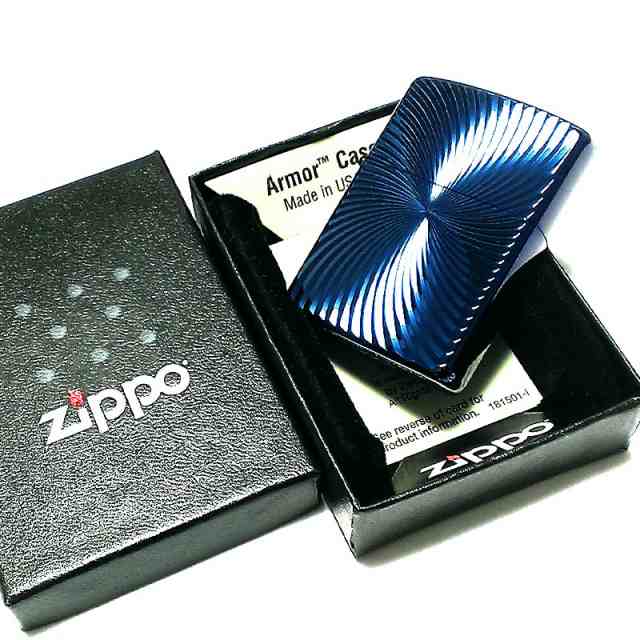 ZIPPO アーマー ブルーチタンウェーブ ジッポ ライター チタン加工 彫刻 両面加工 青 かっこいい 重厚 おしゃれ 高級 メンズ ギフト