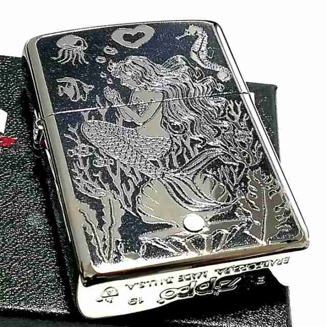 ZIPPO アーマー ジッポ シルバー＆ブルー 鏡面 マーメイド