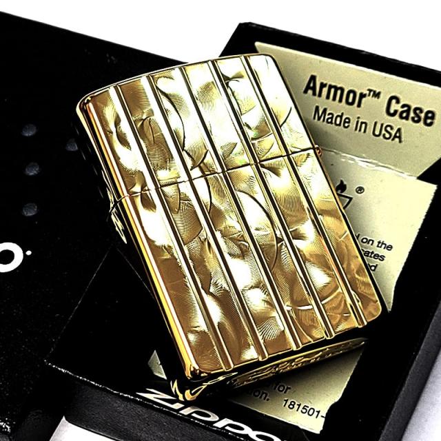ZIPPO アーマー ランダムロール ゴールド ジッポ ライター 金タンク V刃彫刻 両面加工 ダイヤモンドカット かっこいい 重厚 おしゃれ_4