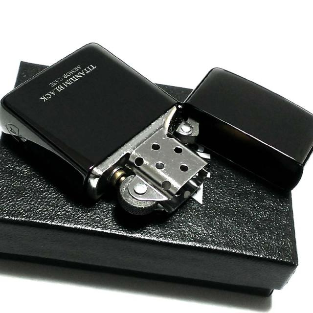 ZIPPO アーマー TITANIUM ブラック ジッポ ライター サイドAロゴ チタンコーティング シンプル 黒 重厚 かっこいい おしゃれ メンズ ギフト プレゼント_4