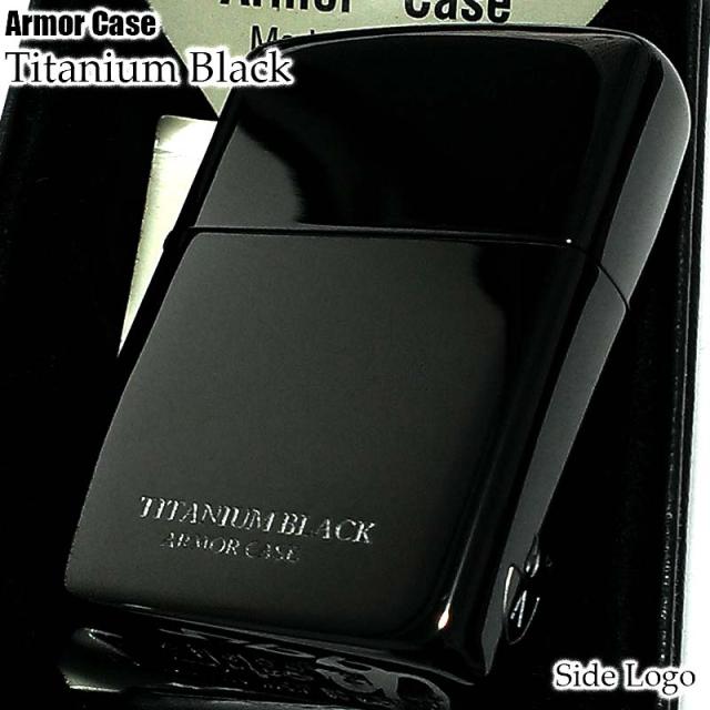 ZIPPO アーマー TITANIUM ブラック ジッポ ライター サイドAロゴ チタンコーティング シンプル 黒 重厚 かっこいい おしゃれ メンズ ギフト プレゼント_5