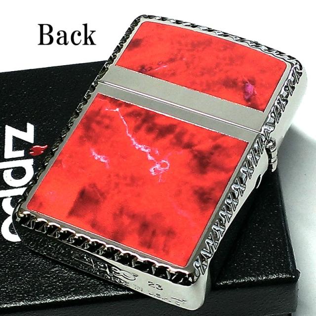 ZIPPO アーマー ジッポ ライター クロスカット ロゴ おしゃれ 両面加工 クロスコーナーカット マーブル 赤 レッド かっこいい_3