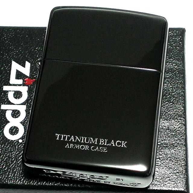ZIPPO アーマー TITANIUM ブラック ジッポ ライター サイドAロゴ チタンコーティング シンプル 黒 重厚 かっこいい おしゃれ メンズ ギフト プレゼント_2