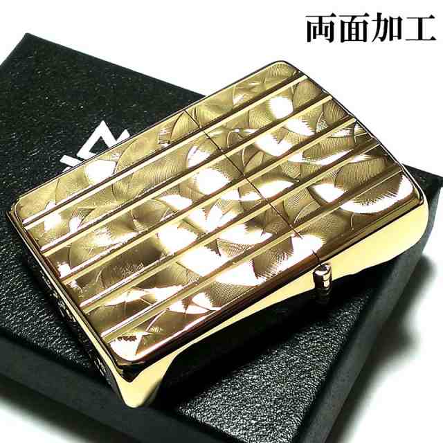 ZIPPO アーマー ゴールドロール ジッポ ライター V刃彫刻 両面加工 ダイヤモンドカット 金タンク 金 かっこいい 重厚 おしゃれ