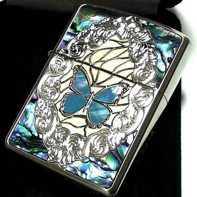 ZIPPO アーマー 限定 バタフライ 貝貼り ジッポ ライター 蝶 薔薇 赤 