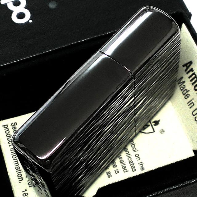 ジッポライター ZIPPO アーマー ブラック シルバー 両面ダイヤカット 陽炎 HeatHaze 重厚 高級 黒銀 かっこいい_3