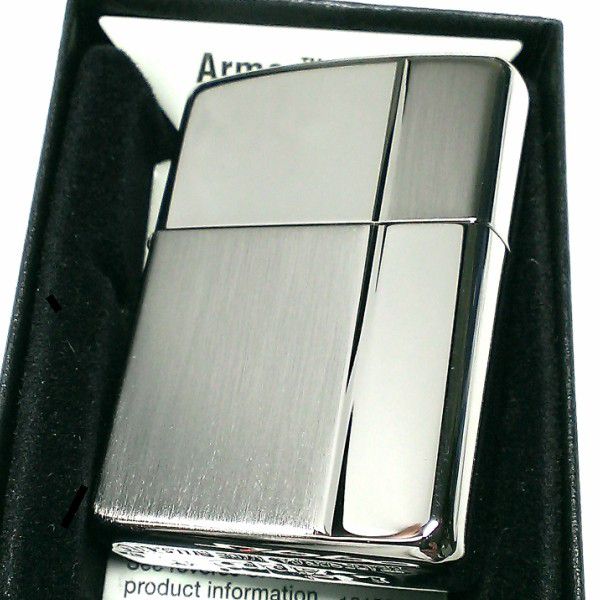 ZIPPO アーマー ジッポ ライター サテン＆ミラー スタンダード 彫刻 両面加工 シルバー かっこいい 重厚 シンプル おしゃれ 高級 メンズ_1