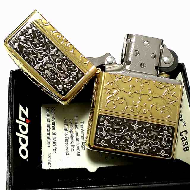 ZIPPO アーマー 5面 アラベスク ゴールド＆ブラック ジッポ ライター