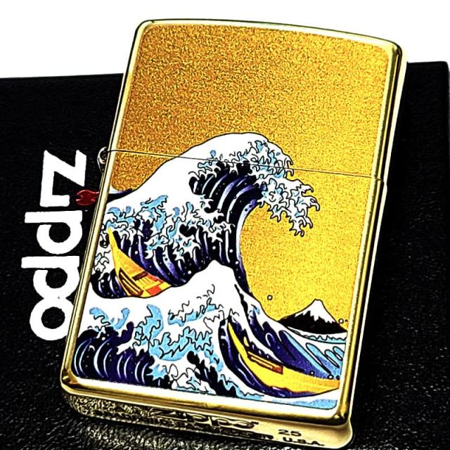 ZIPPO ライター 和柄 波 ジッポ ゴールド 日本 海外 金 メンズ レディース ギフト おしゃれ プレゼント