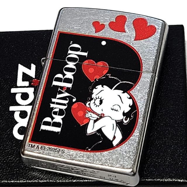 ZIPPO ベティ・ブープ ジッポ ライター B かわいい シルバー Betty Boop アルファベット ストリートクローム かっこいい シンプル ヴィンテージ キャラクター エッチング彫刻 アニメ ベティちゃん 可愛い レディース アメリカン メンズ 女性 ギフト プレゼント