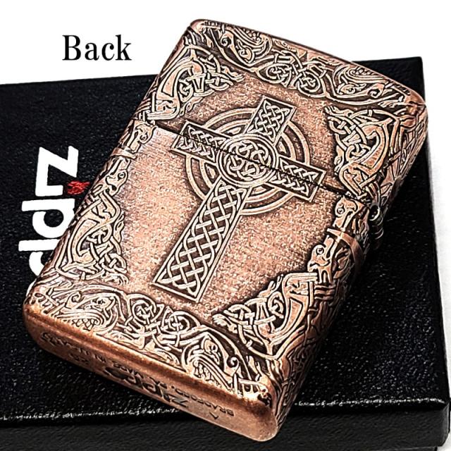 ZIPPO アーマー ケルティッククロス ジッポ カッパー 4面連続加工 銅燻しバレル ケルト十字 おしゃれ 十字架 アンティーク 彫刻 重厚 かっこいい メンズ ギフト プレゼント_2