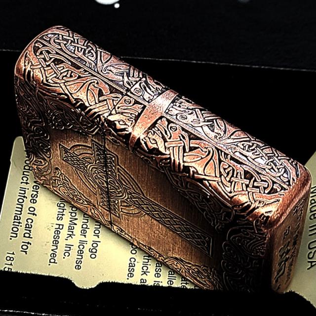 ZIPPO アーマー ケルティッククロス ジッポ カッパー 4面連続加工 銅燻しバレル ケルト十字 おしゃれ 十字架 アンティーク 彫刻 重厚 かっこいい メンズ ギフト プレゼント_4