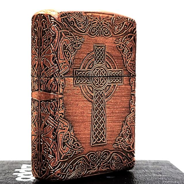 ZIPPO アーマー ケルティッククロス ジッポ カッパー 4面連続加工 銅燻しバレル ケルト十字 おしゃれ 十字架 アンティーク 彫刻 重厚 かっこいい メンズ ギフト プレゼント_7
