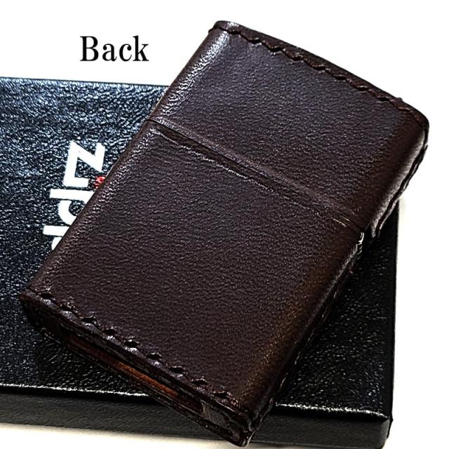 ZIPPO ライター 本革巻き ウィンディ ジッポ ダークブラウン おしゃれ レトロ 茶 WINDY 金箔押し かわいい アメリカン レディース メンズ プレゼント ギフト_3