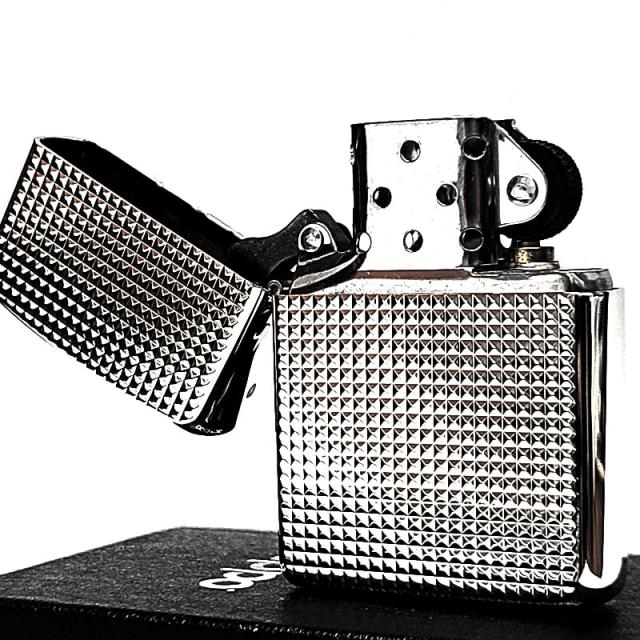 ZIPPO ライター アーマー 両面加工 ファインラティス ジッポ ダイアモンドシルバー 綺麗 シンプル おしゃれ 銀 細密彫刻 かっこいい メンズ ギフト プレゼント_3
