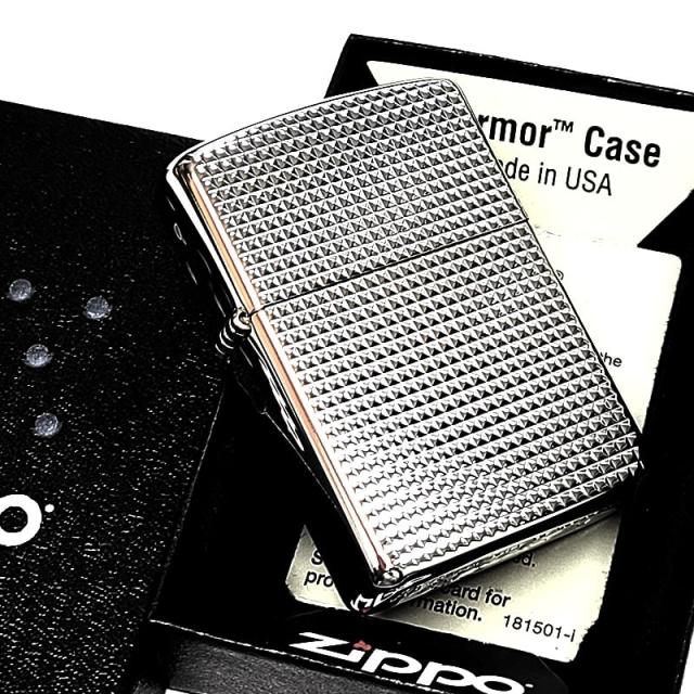 ZIPPO ライター アーマー 両面加工 ファインラティス ジッポ ダイアモンドシルバー 綺麗 シンプル おしゃれ 銀 細密彫刻 かっこいい メンズ ギフト プレゼント_5