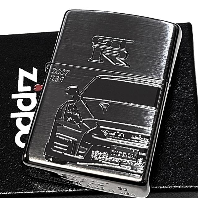 ZIPPO ライター 限定 GT-R 日産公認モデル ジッポ 車 かっこいい NISMO R35 ブラックサテン&ミラー 両面加工 シリアルナンバー入り 黒 メンズ プレゼント ギフト_1