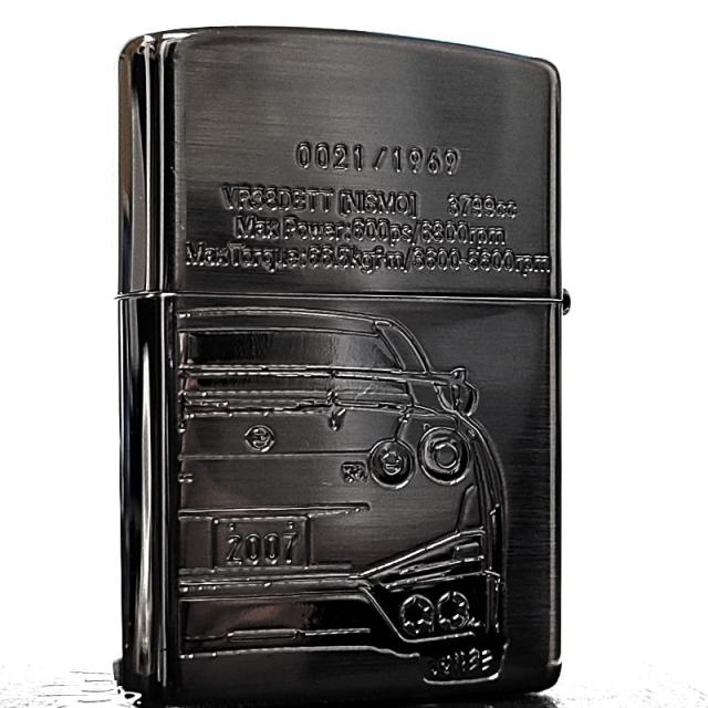 ZIPPO ライター 限定 GT-R 日産公認モデル ジッポ 車 かっこいい NISMO R35 ブラックサテン&ミラー 両面加工 シリアルナンバー入り 黒 メンズ プレゼント ギフト_5