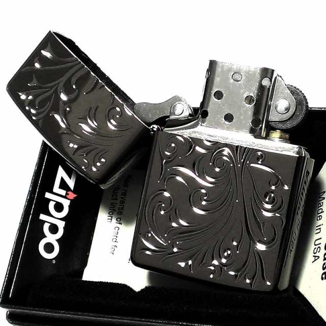 ZIPPO アーマー ボタニカル ブラック チタンコーティング ミラー仕上げ