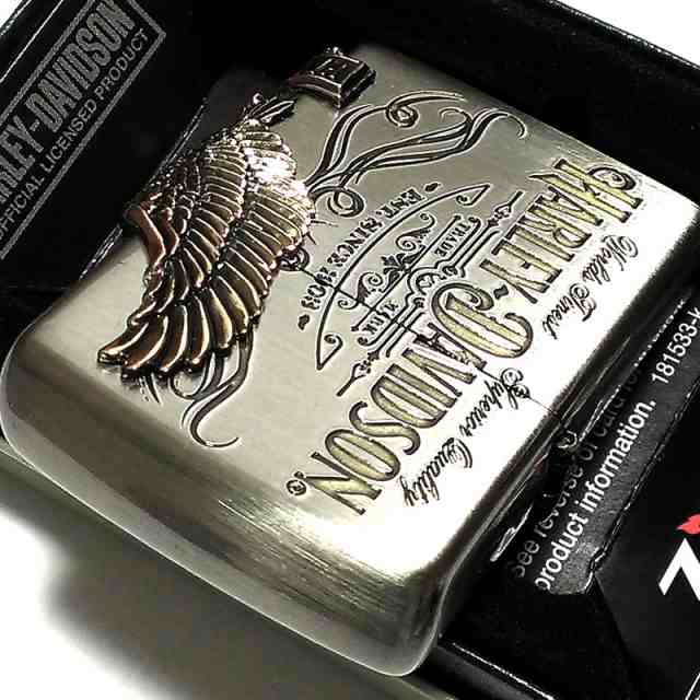 ジッポライター ハーレーダビッドソン ZIPPO かっこいい アンティーク シルバー＆ゴールド 金銀 古美仕上げ 3面メタル 鷲 日本限定品 ギ