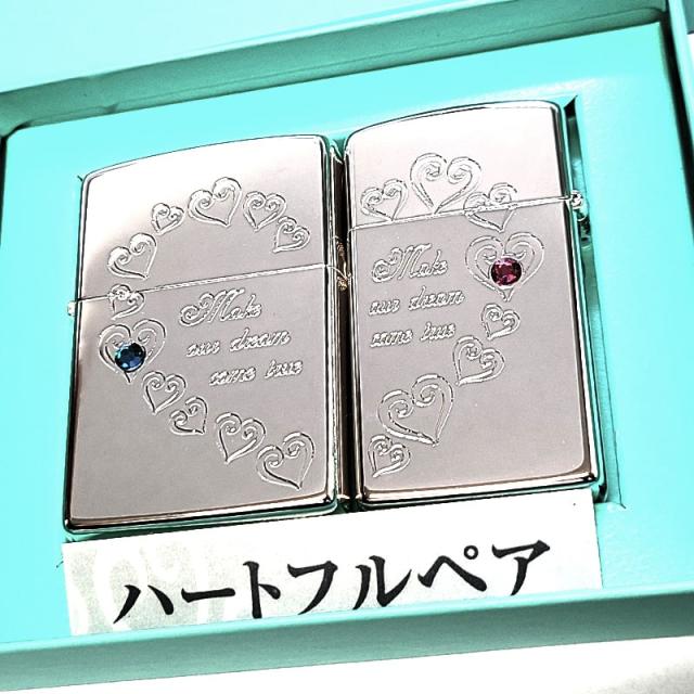 ZIPPO ライター ペア セット ハートフル ジッポ スリム ラインストーン 可愛い シルバー 鏡面仕上げ おしゃれ 記念日 お揃い 女性_4