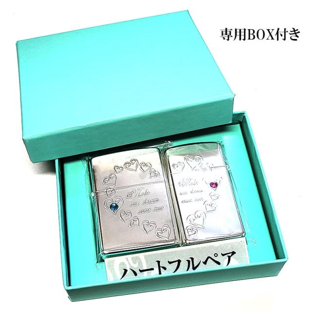 ZIPPO ライター ペア セット ハートフル ジッポ スリム ラインストーン 可愛い シルバー 鏡面仕上げ おしゃれ 記念日 お揃い 女性_5