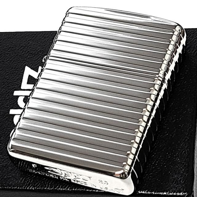 ZIPPO ライター アーマー ホリゾンタル ストライプ 4面連続加工 ジッポ ダイアノシルバー 彫刻 かっこいい シンプル おしゃれ 重厚 メンズ