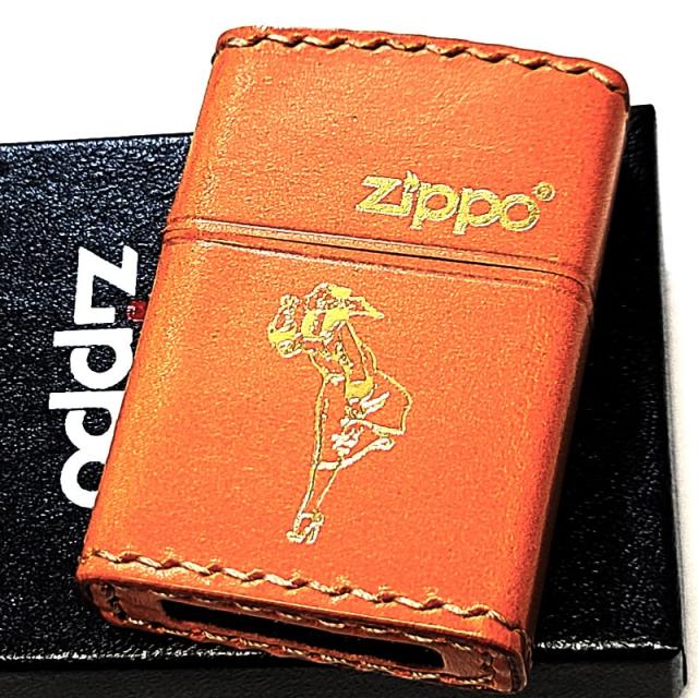 ZIPPO ライター ウィンディ ジッポ 本革巻き おしゃれ レトロ キャメル WINDY 金箔押し かわいい ブラウン アメリカン レディース メンズ プレゼント ギフト