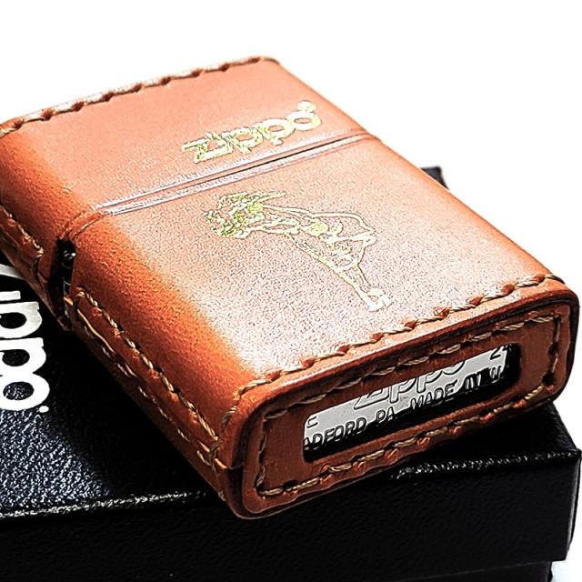 ZIPPO ライター ウィンディ ジッポ 本革巻き おしゃれ レトロ キャメル WINDY 金箔押し かわいい ブラウン アメリカン レディース メンズ プレゼント ギフト_4