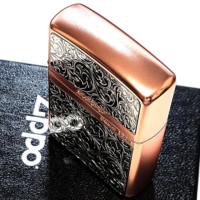 ZIPPO ライター アーマー 唐草＆ストライプ マットピンク＆シルバー お洒落 アラベスク 両面柄違い加工 マット加工 かっこいい ジッポー 綺麗 メンズ レディース ギフト プレゼント_4