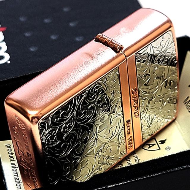 ZIPPO ライター アーマー 唐草＆ストライプ マットピンク＆シルバー お洒落 アラベスク 両面柄違い加工 マット加工 かっこいい ジッポー 綺麗 メンズ レディース ギフト プレゼント_5